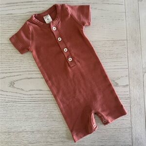Kate Quinn Deep Terracotta Cotton Button Shortie Romper